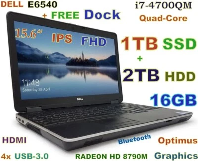 3D-Design DELL E6540 i7-Quad (1TB-SSD + 2TB HDD) 16GB 15.6 FHD HDMI + FREE Dock - Image 1 of 4
