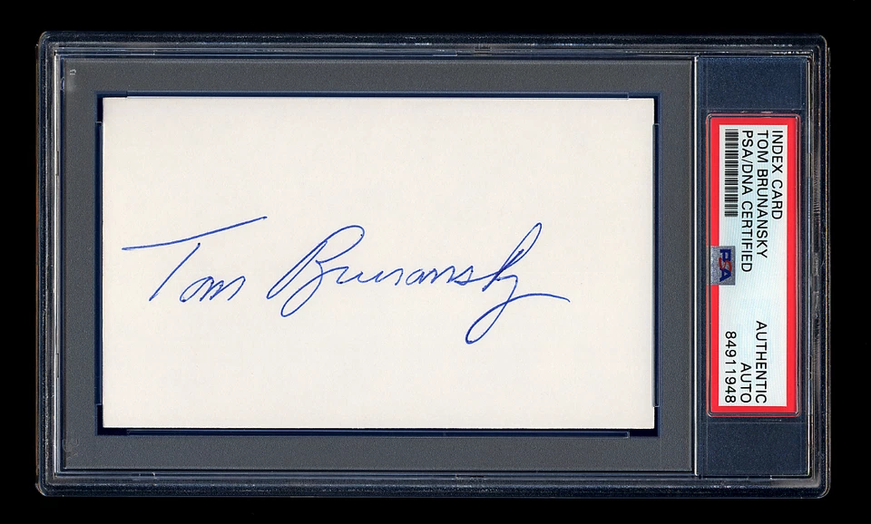 TOM BRUNANSKY SIGNED INDEX CARD PSA/DNA 1987 MINNESOTA TWINS WORLD SERIES CHAMPS - Image 1 of 1