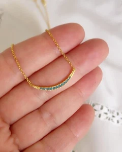 Shivam 925 Silver Necklace 18k Gold Plated With Authentic Blue Topaz Stones - Picture 1 of 5