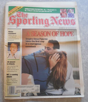 SPORTING NEWS Magazine, DECEMBER 23, 1991, UMPIRE STEVE PALERMO, WHITEY HERZOG! Foto 1 de 2