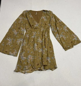 Vestido envolvente Free People Lilou caramelo combo floral XS D4 - Imagen 1 de 5
