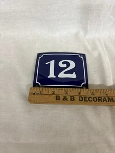 Vintage Style Blue Enamel Porcelain French House Number Door Steel Metal Sign 12 - Picture 1 of 5