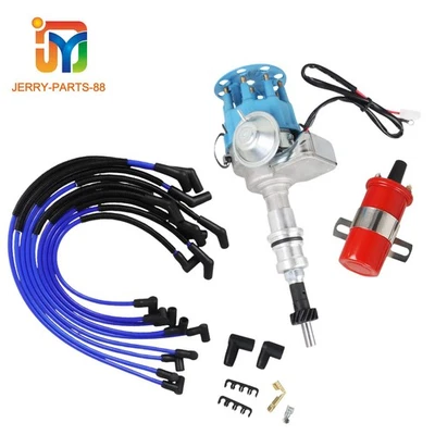 ELECTRONIC HEI DISTRIBUTOR BLUE+60K Coil+HP WIRES FOR FORD SB 221 260 289 302 - Image 1 of 4