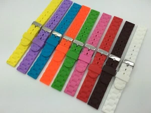 16mm blanco marrón rojo verde azul rosa goma silicona jalea reloj banda impermeable - Imagen 1 de 29