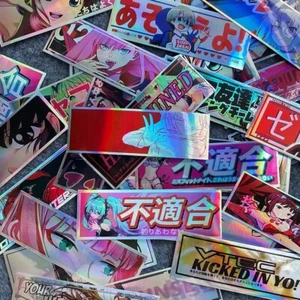32 PCS Holographic Anime Manga Waifu JDM Car Decal Stickers - No Duplicates - Picture 1 of 3