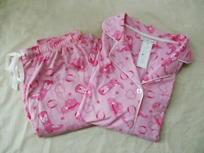 Pj Salvage COWGIRL WESTERN Jersey Tejido Pijama Conjunto TOP Y PANTALONES Grande Rubor Nuevo con Etiquetas Foto 1 de 4