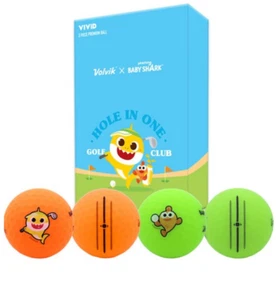 Baby Shark Pinkfong Volvik Vivid Golf Balls Green Orange 6ball Set - Picture 1 of 4