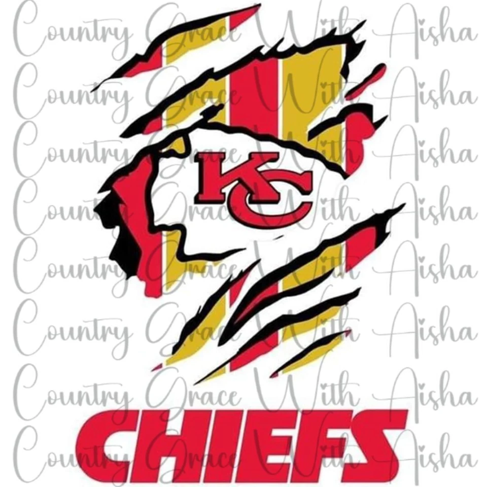 HANDMADE Sublimation Transfer Chiefs Football Ready To Press Heat Transfer