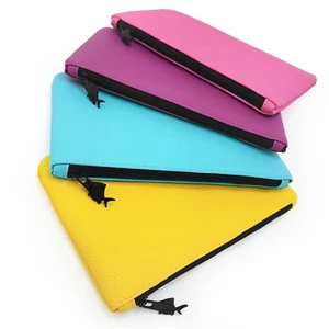 Estuche para lápiz grande con cremallera de cuero con aspecto - ideal para escuela/universidad/universidad.- bolsa de maquillaje - Imagen 1 de 18