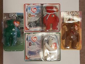1999 & 2000 LOT OF 4 MCDONALD'S TY BEANIE BABIES CHILLY OSITO ERIN BRITANNIA 