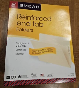 100 Count Smead Shelf-Master End Tab File Folders Straight-Cut Manila 24110 NEW - Picture 1 of 7
