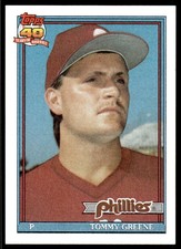 1991 Topps Tommy Greene Philadelphia Phillies #486