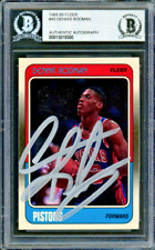 Dennis Rodman Autographed 1988-89 Fleer Rookie Card #43 Pistons Beckett BGS