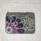Rising Tide Felted Wool Pouch Clutch BOHO Small Bag Beaded Handmade Nepal
