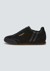 Patrick Rio Mens Trainers Casual Shoes Triple Black Mono - Picture 1 of 19