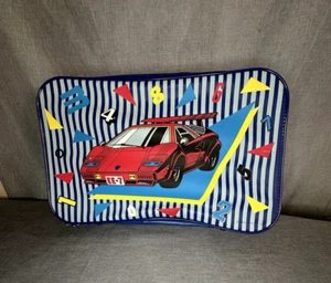 Vintage 1988 Sanrio Red Ferrari EE-7 Blue, Yellow Small Suitcase 11"x18"x4.5" - Picture 1 of 16