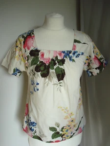 Joules ivory & pink/green/blue multi bold floral cotton tunic top 8 - Picture 1 of 9