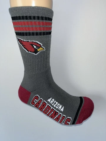 ARIZONA CARDINALS NFL FOOTBALL LOGO MENS 4 STRIPE DEUCE CREW SOCKS LARGE Q Cover