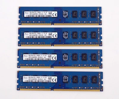 Hynix 32GB(4x8GB) PC3-12800U 1600MHz DDR3 SDRAM Desktop Memory HMT41GU6BFR8C-PB - Image 1 of 3