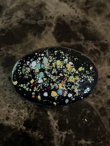 Stunning Enamel On Copper MCM Mid-Century Modern Splatter Paint Brooch - Picture 1 of 5