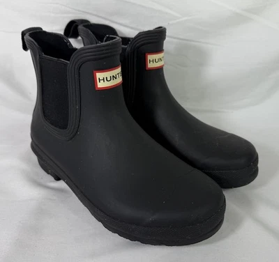 Women’s Black Hunter Original Chelsea Short Ankle Rain Boots Size 7 Waterproof - Image 1 of 4