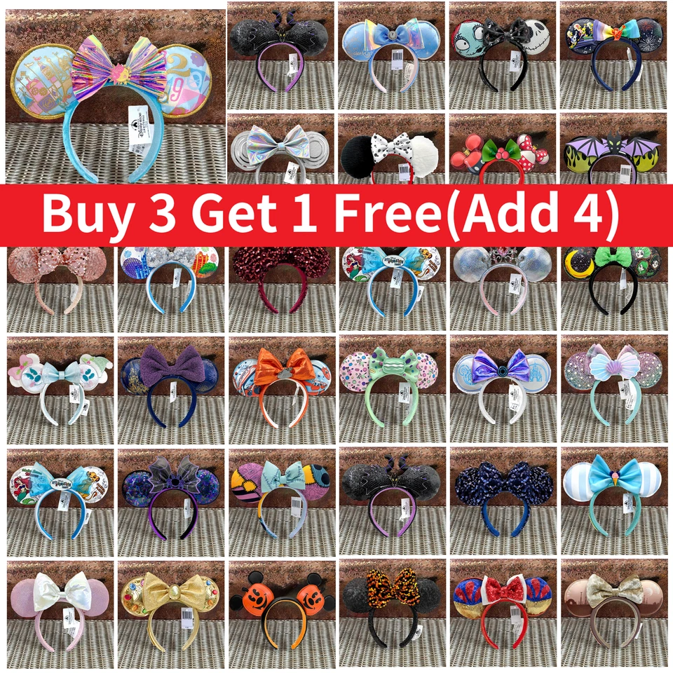 230+ Estilos Parques Disney Lentejuelas Princesa Mickey Minnie Mouse Orejas Diadema EE. UU.❤️ Foto 1 de 4