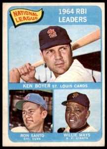1965 TOPPS WILLIE MAYS 6 EX RON SANTO BOYER RBI LEADERS BASEBALL GIANTS CUBS