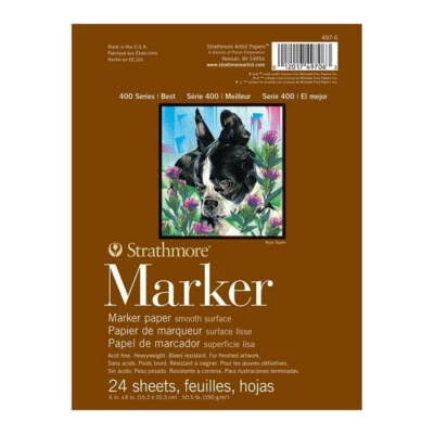 Strathmore 100 Series Marker Paper Pad 6"X8"-50lb Smooth 24 Sheets - Image 1 of 3