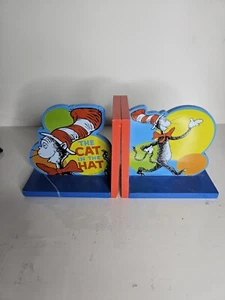 The Cat In The Hat Dr. Seuss Characters Bookend Set Wooden Book Ends Pair Set - Picture 1 of 3