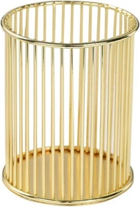 Gold Metal Pen Holder for Desk, Makeup Brushes Cup, Pencil Holders, Office&Home - Picture 1 of 7