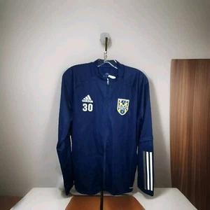 NWT Adidas Mens Aeroready Warm Track Jacket Blue/White Size XL - Picture 1 of 8
