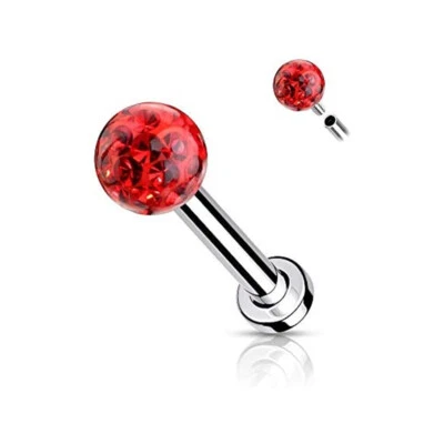 2X Coated CZ Internal Thread Labret Ring 6-12mm Bar Monroe Lip Ear Stud Piercing - Image 1 of 4