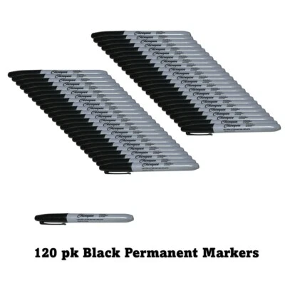 120pk Black Permanent Marker Markers Pen Office Stationery - image 1 of 3