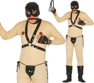 Mens Bondage Suit Fancy Dress Costume Stag Night Gimp Outfit New fg - Picture 1 of 9