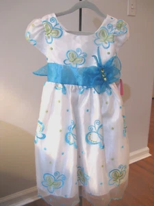 NWT Jona Michelle Butterfly Design Tulle Knee Length Dress Girls 5 - Picture 1 of 4