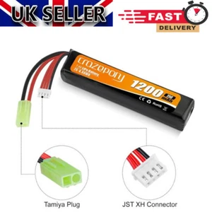 Batterie 7.4V 1200mAh Airsoft LiPo 25C Mini Connecteur Tamiya pour Modèle Airsoft - Photo 1/8