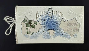 Antike gestanzte geprägte Osterkarte mit original Umschlag bedruckt in Deutschland - Bild 1 von 13