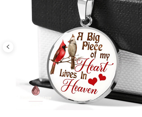 CHROME HEARTS Ciondolo CUORE COMMEMORATIVO CIELO CARDINALE ROSSO su collana 22" in argento sterling 925.