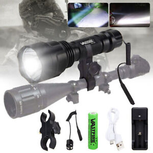 800yards White LED Flashlight Predator Hunting Light Weapon Gun Barrel Mount Hog