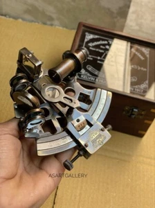 Antique Brass Kelvin Sextant I Working Nautical Sextant I With Transparent Wood - Picture 1 of 7