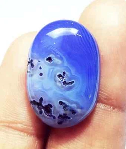 16.80 Ct Natural Blue Chalcedony Oval Cabochon Loose Gemstone With Free Gift - Picture 1 of 7