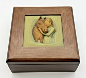 Willow Tree Trinket Keepsake Box Quiet Strength Carved Horse And Girl Hinged Lid - Picture 1 of 17