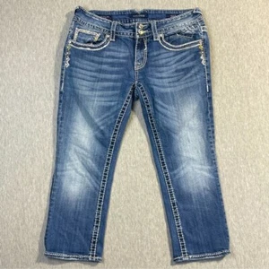 Vigoss Women’s Capri Size 29 x 21 The New York Low Rise Embellished Medium Wash - Foto 1 di 15