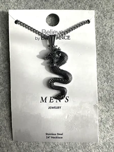 Collana Believe by Brilliance in acciaio inox 24" tono argento serpente serpente - Foto 1 di 14