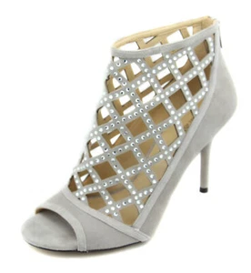 Michael Kors Women's Pearl Grey Gem Yvonne Caged Open Toe Bootie Heel Shoes Ret - Picture 1 of 5