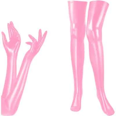 Sexy Pole Dance Costume  Metallic Long Gloves And Stockings Set Dancing Clubwear - Image 1 of 4