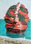 LADRAM BAY SEA STACK NIGEL WATERS ORIGINAL ACRYLIC PAINTING CANVAS BOARD SIGNED