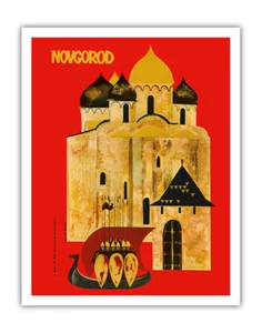 Novgorod, Russia a Gem of Old Russian Architecture - Vintage Travel Poster 1960 - Picture 1 of 25
