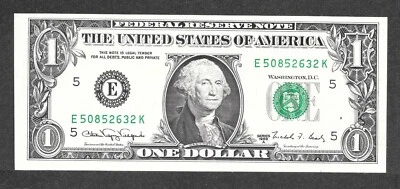 1988A $1 Web Note FRN, fr. 1917, E50852632K Run 8-EK Block 8-6 GEM - Image 1 of 2