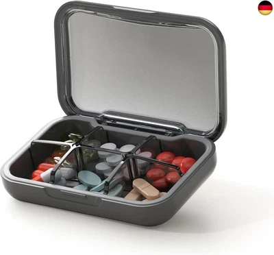 Glosen Tablettenbox 6 fächer, Pillendose klein, Medikamentenbox, Tabletten